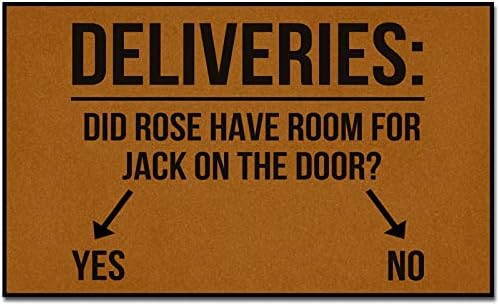 Deliveries Did Rose Have Room for Jack on The Door Welcome Mats for Front Door Funny Doormats for Indoor Entrance Home All Season Christmas Mats Outdoor 18x30 inch