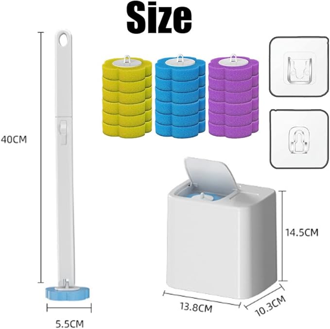 2026 New Disposable Toilet Brush, Disposable Toilet Cleaning System, Ocean/Lemon/Lavender 3 Aromatherapy, Includes Disposable Cleaning Stick, Storage Box and Scented Refill Tabs (Grey-Lavender*18)