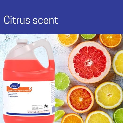 Diversey 101109753 Stride Citrus Neutral Cleaner, Commercial Floor Cleaner, Citrus Scent, Concentrate, 1-Gallon
