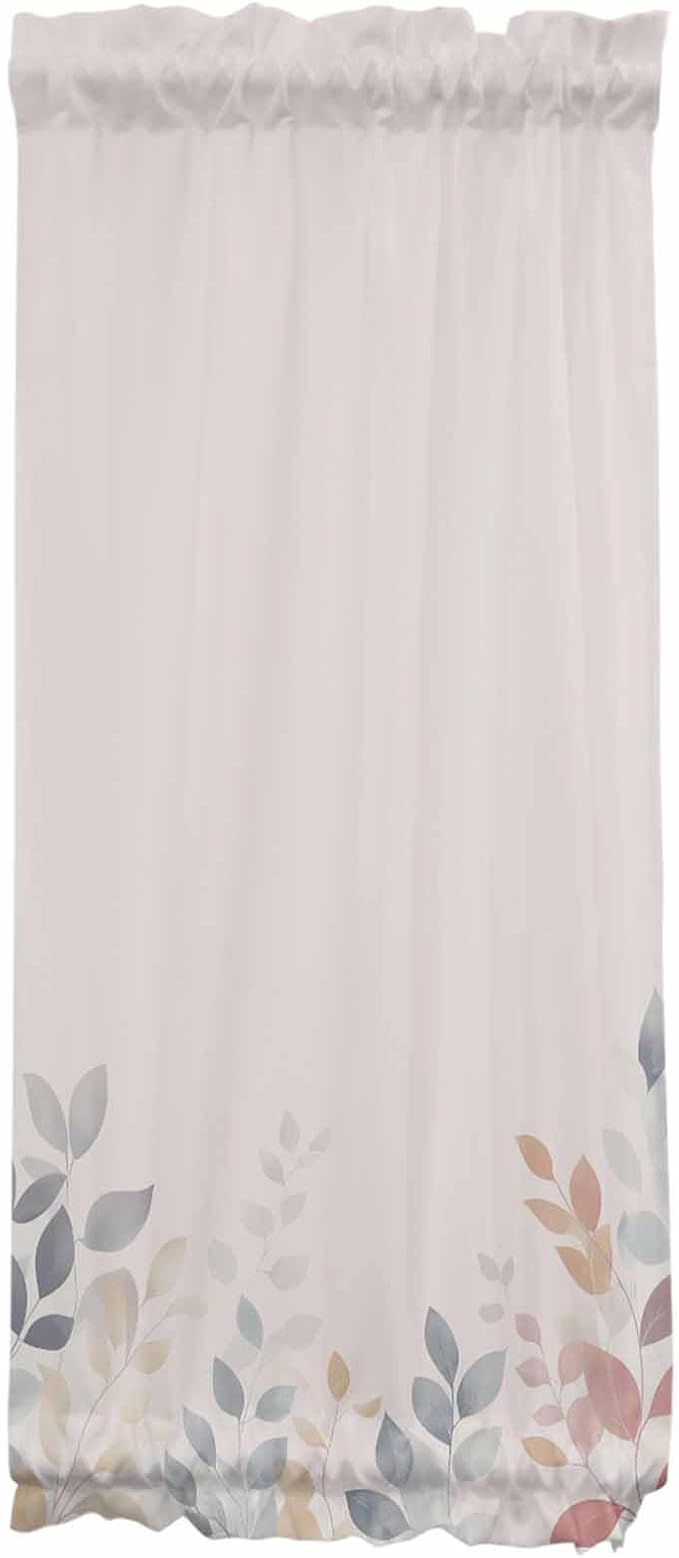 French Door Curtain Panel for Front Door, Colored Plant Leaves Beige Rural Style Slidelight Door Curtains with Tieback Light Filtering Privacy Panels for Doorway Entryway 25"x 40"