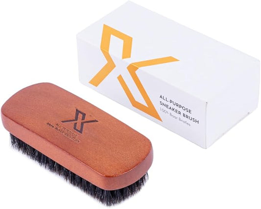 X All-Purpose Sneaker Cleaning Brush, 100% Soft Boar Bristles Shoe Brush, Easily Remove Dirt & Stains, Works on Delicate Shoe Materials