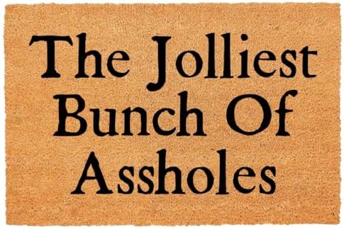 Funny Entryway The Bunch of Assholes Outdoor Floor Mat with Heavy Duty Non Slip Cursive Natural nut Brown Mat with Black Font 20x32 inch