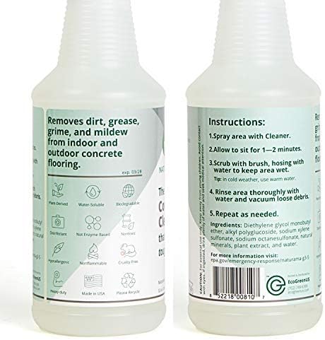 Naturama, All Natural Concrete Cleaner, Eco-Friendly EPA Registered for Driveways, Sidewalks, Garages, etc. Strongest Deep Cleaning. Made in the U.S. (32 oz)