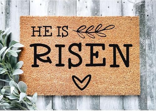 He is Risen Lucky Shamrock Doormat Bath Rug Welcome Mat Non Slip Dust Floor Carpet for Kitchen Front Hall Lawn 18x30 inch