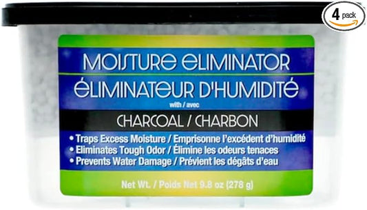 4-Pack Moisture Eliminator with Charcoal, 9.8 oz Humidity Control Odor Neutralizer for Home Office Closet Bathroom Basement Enclosed Spaces