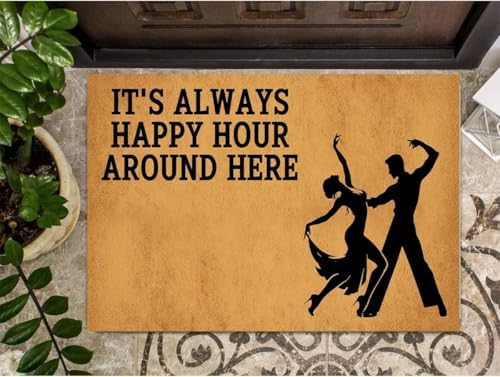 It's Always Happy Hour Around Here Mat Add Charm to Your Home with a Fall Doormat Outside Indoor Area Rugs Front Door Mats for Outdoor Entrance 18x30 inch