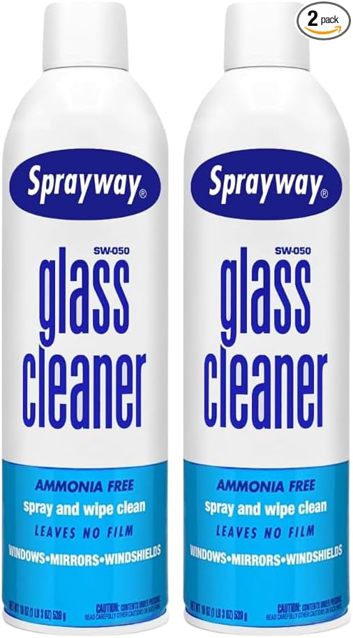 Sprayway Glass Cleaner Aerosol Spray, 19 Oz, Pack of 2