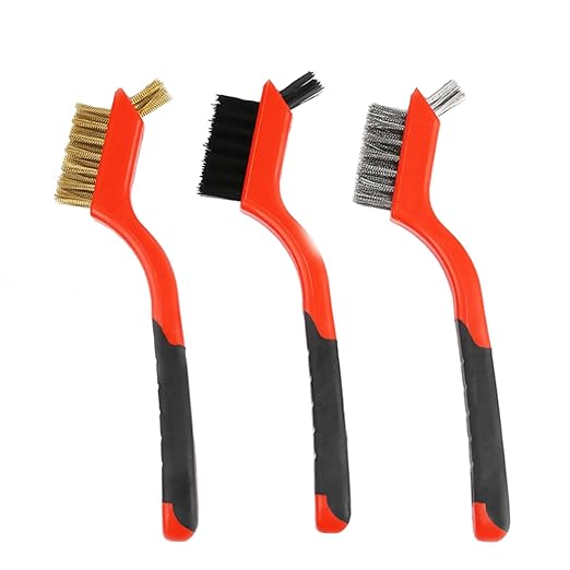 Rust Remover 3 Pack Small Wire Brush, Brass Wire Brushes for Cleaning, Rust Remover Tool for Metal (Brass, Steel, Nylon)