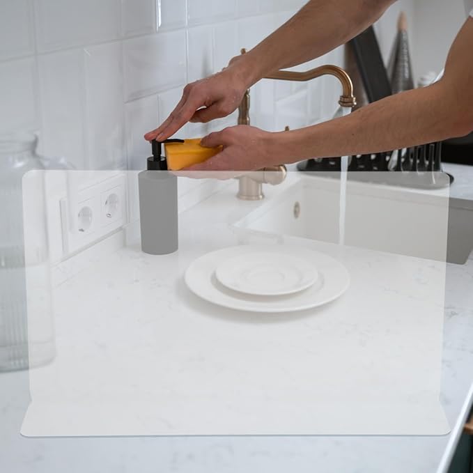 VOSAREA Kitchen Sink Splashing Guard Bathroom Bathtub Board Transparent Water Shield for Spatter Prevention Decor