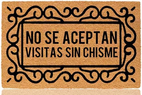 No Se Aceptan Visitas Sin Chisme Large Front Door Mats Outdoor Entrance Funny Welcome Mat forIndoor Non Slip Cute Personalized Monogrammed Doormats with Rubber Backing 18x30 inch