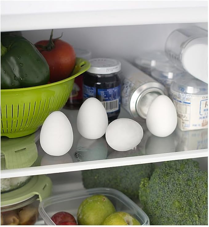 4 Pcs Egg-Shaped Diatomaceous Earth Fridge Odor Remover, Reusable Diatomite Fridge Deodorizer for Food Storage, Safe Refrigerator Odor Absorber Eliminator, Creative & Compact Moisture Absorption