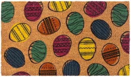 Festive Easter Eggs and Bunny Trio Easter nut Doormat Yellow Welcome Rug for Home Decor 16x24 inch