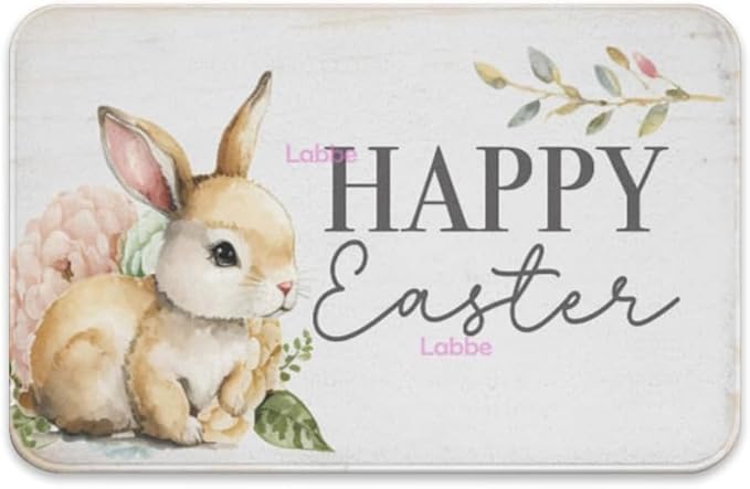 Happy Easter Bunny Family Home Decorative Welcome Doormat, Indoor Outdoor No Slip Mat Funny Doormat,Housewarming Gifts Mat 20x32Inch