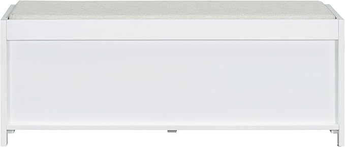 Knocbel Entryway Storage Bench with Sliding Doors and 1 Shelf, Living Room Entrance Hallway Foyer Shoe Bench Bedroom End of Bed Bench, 220lbs Weight Capacity (White 2-Door)
