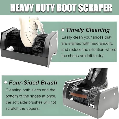 Heavy Duty Floor Mountable Shoe Scraper Brush with Handle, Effective Mud Cleaning Tool for Outdoor Use, Ideal for Entryway, Farmhouse, Garden, and Front Door