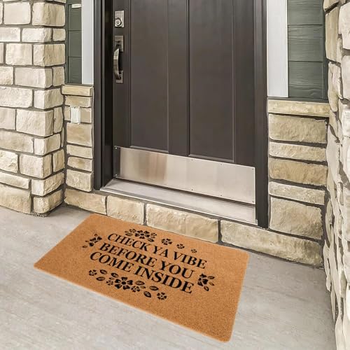 Funny Welcome Doormat Check Ya Vibe Before You Come Inside Doormats for Entrance Colorful Doormat Personalized Non Slip Rubber Mat for Front Door Gift Mats Kitchen Rugs and Mats 18x30 inch