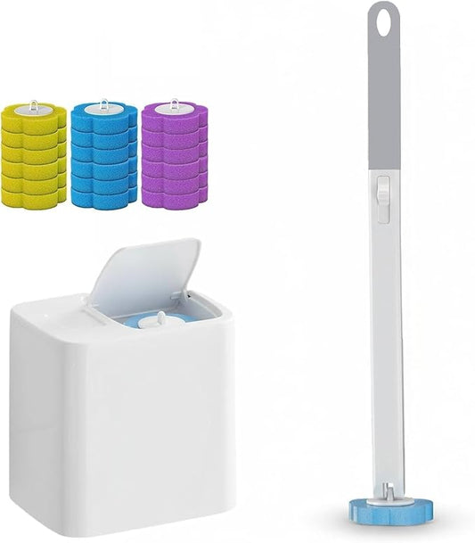 Disposable Toilet Cleaning Tool, with 18 Disinfecting Heads Included Holder & Refills,for Modern Bathrooms, Quick Cleaning for Toilet Bowl, Sink(Gray18)