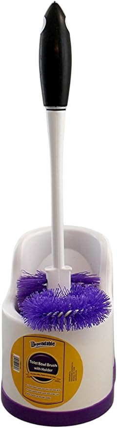 Toilet Brush and Holder Set with Under Rim Cleaner – Compact Bathroom Cleaning Brush with Stiff Bristles and Hygienic Plastic Stand – Deep Cleaning Toilet Bowl Brush System