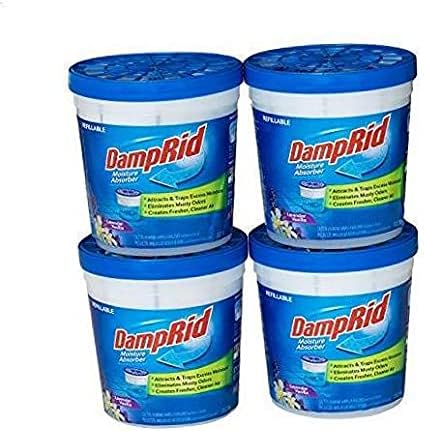 DampRid Lavender Vanilla Refillable Absorber Traps Moisture for Fresher, Cleaner Air, 4 Pack, Blue, 10.5 Ounces