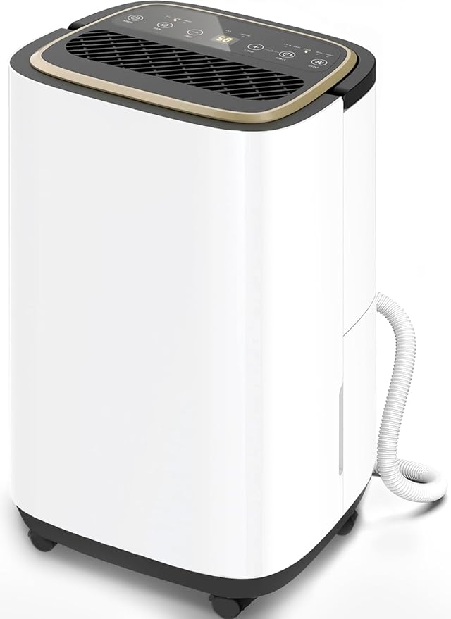 5000 Sq.Ft Dehumidifier for Basement with Drain Hose, 50 Pint Large Best Compressor Dehumidifiers for Home or Garage, Smart Humidity Control, 24H Timer & Child Lock, Ideal for Large Rooms, Garage