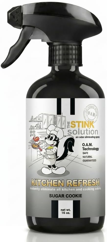 The Stink Solution Kitchen Odor Eliminator For Strong Odor: Garbage Can & Refrigerator Deodorizer, Cooking & Trash Smell Remover 1 16 oz Bottle (Sugar Cookie Scent)