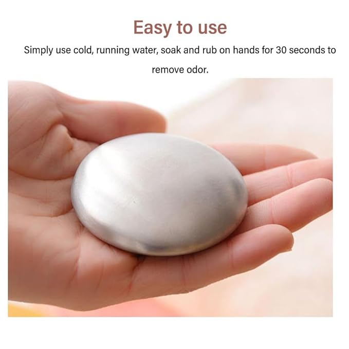 ‌Stainless Steel Soap Metal Odor Remover Soap Eliminating Smells Fish, Garlic, Onion froms Hands for Kitchen(1pc)