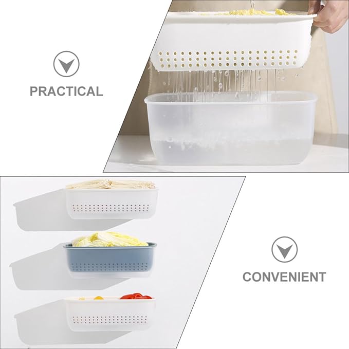 2pcs Plastic Food Strainers Drain Basket Set, Thickened Square Hanging Fruit and Vegetable Washing Colanders, Kitchen Multifunctional Filter Basket for Fruit Draining and Vegetable