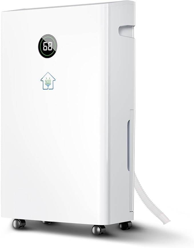 6,500 Sq.Ft Dehumidifier for Basement with Drain Hose, 186 OZ Water Tank, 60 Pint Dehumidifiers for Large Home with Three Operation Modes, Intelligent Humidity Control, 24HR Timer for Bathroom