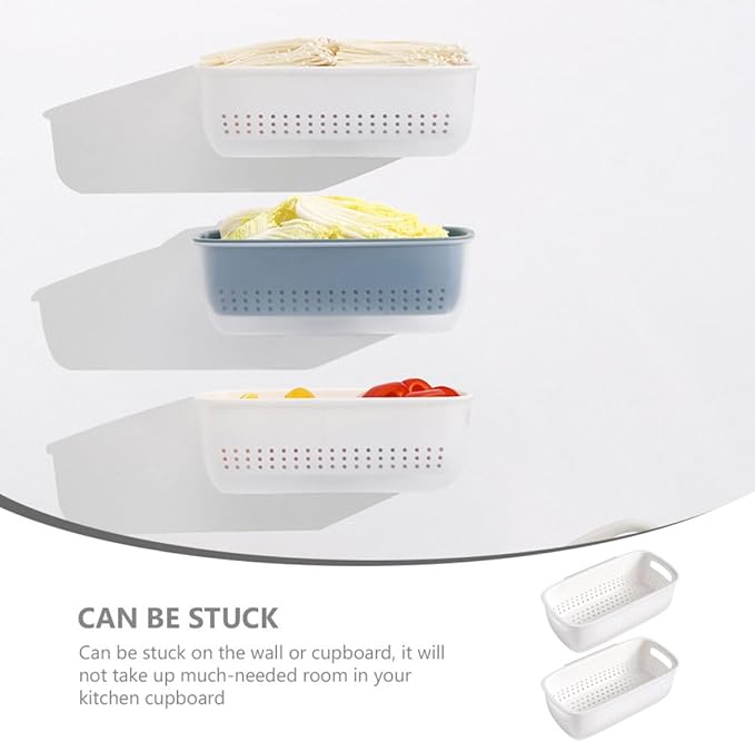 2pcs Plastic Food Strainers Drain Basket Set, Thickened Square Hanging Fruit and Vegetable Washing Colanders, Kitchen Multifunctional Filter Basket for Fruit Draining and Vegetable