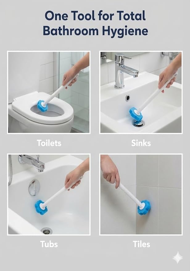 Disposable Toilet Brush for Bathroom Cleaning, Deep Cleaning Toilet Bowl Cleaner with Replaceable Heads, Hygienic Storage Design,House Warming Gifts New Home (Replacement Heads - 24pcs Purple)