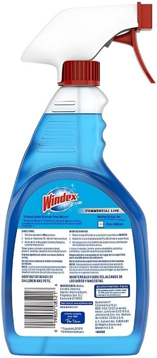 Commercial Line Glass and Surface Cleaner Spray 32 oz Bundle with Microfiber Cloth - Streak-Free Shine for Glass, Mirrors, and More - Window Cleaner with Ammonia-D Formula - (2 Items)