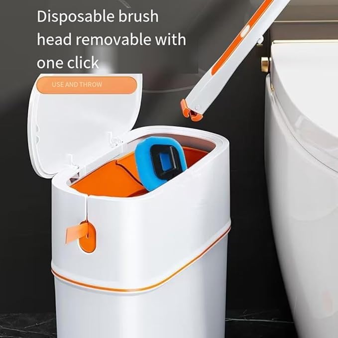 Toilet Brush System with 40 Count Refills, Toilet Holder Bowl Wand Brush Cleaning Kit & Replacement Cleaner Refill Pads (Toilet Cleaning Kit - Orange)