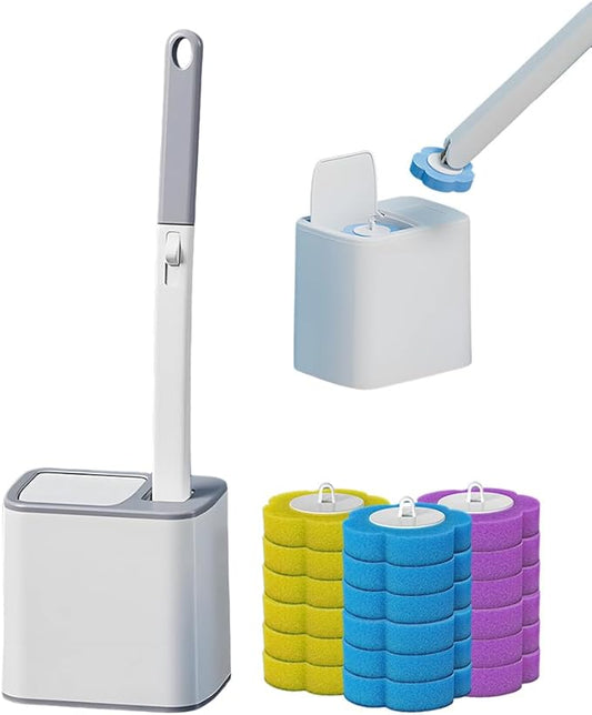Disposable Toilet Brush, 2026 New Toilet Cleaning Supplies, Wall Mounted Toilet Bowl Cleaner Brush, Toilet Brush Holder, Toilet Bowl Brush and Holder Set (Gray + 18pcs Brush Heads)