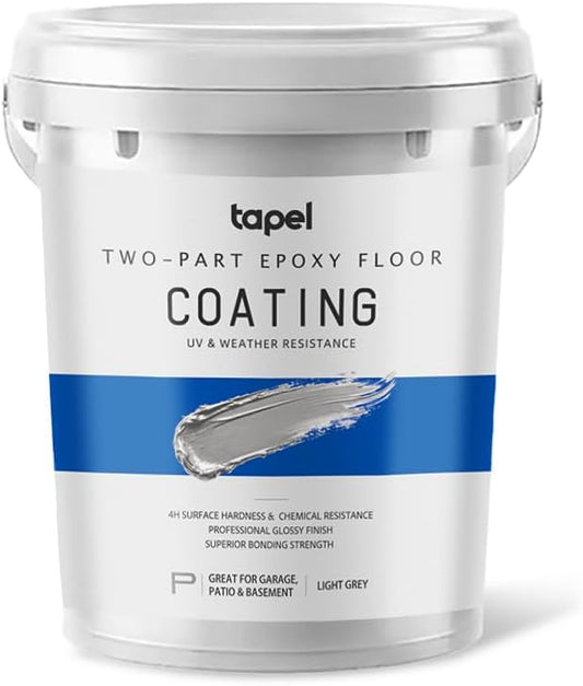 2-Part Epoxy Floor Coating Kit – Self-Leveling High Gloss Finish, Chemical & Abrasion Resistant Concrete Sealer for Garage, Basement & Workshop – 1.06 Gallon Covers 270 Sq Ft, Light Grey