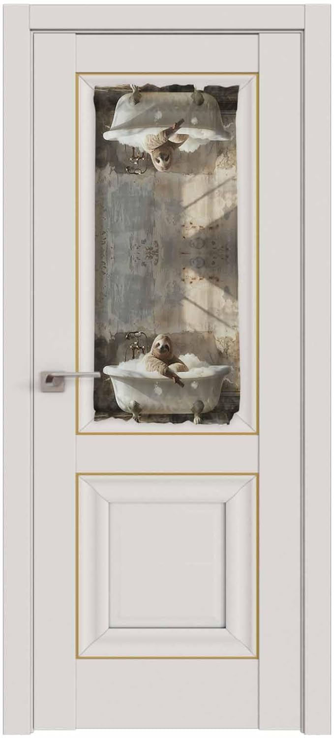 French Door Curtain Panel for Front Door, Vintage Oil Painting Bathing Sloth Bathtub Slidelight Door Curtains with Tieback Light Filtering Privacy Panels for Doorway Entryway 25"x 40"