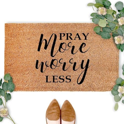 Pray More Worry Less Doormat Bath Mat Welcome Door Mats Non Slip Dust Floor Rug for Kitchen Front Hall Lawn 18x30 inch