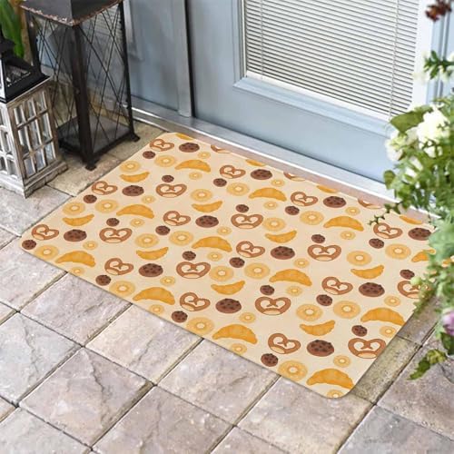 Biscuit Bread Donut Doormat for Entrance Way Indoor Front Porch Mat Non Slip Kitchen Mats 18x30 inch