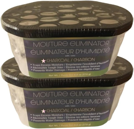 Moisture Eliminator with Activated Charcoal, Pack of 2 – Absorbs Moisture & Odors – Humidity Control for Closet, Bathroom, Car, Basement & Home – No Electricity