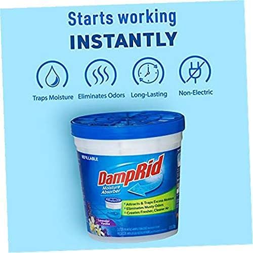 DampRid Lavender Vanilla Refillable Absorber Traps Moisture for Fresher, Cleaner Air, 4 Pack, Blue, 10.5 Ounces