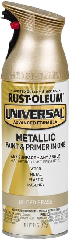 Rust-Oleum 330504 Universal All Surface Metallic Spray Paint, 11 oz, Guilded Brass