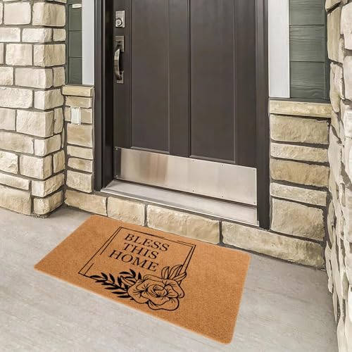 Funny Welcome Doormat Bless This Home Doormats for Entrance Way Indoor Personalized Non Slip Rubber Mat for Front Door Novelty Gift Mats Kitchen Rugs and Mats 16x24 inch