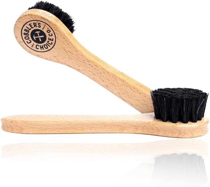 Cobbler’s Choice Co. Leather Care Brush Kit with Horsehair Shoe Brush, Dauber Brush, Welt Brush, Microfiber Cloth - Tan