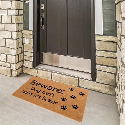 Funny Welcome Doormat Beware Dog Can't Hold It's Licker Doormats for Entrance Way Indoor Personalized Non Slip Rubber Mat for Front Door Novelty Gift Mats Kitchen Rugs and Mats 20x32 inch