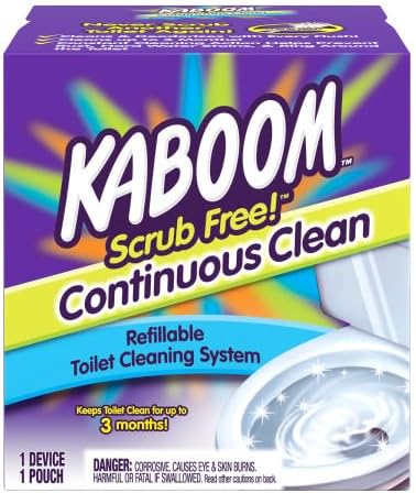 Kaboom Scrub Free! Continuous Clean Refillable Toilet Cleaning System, 1 Device with 1 Pouch