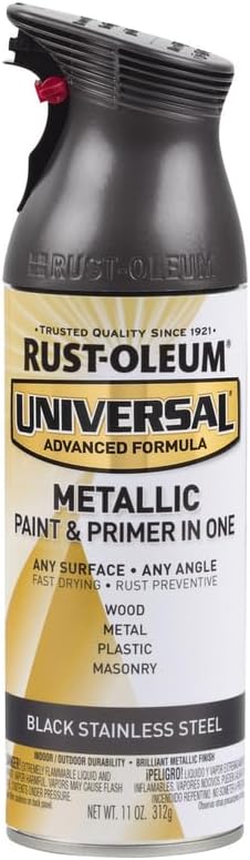 Rust-Oleum 314558 Universal All Surface Metallic Spray Paint, 11 oz, Black Stainless Steel