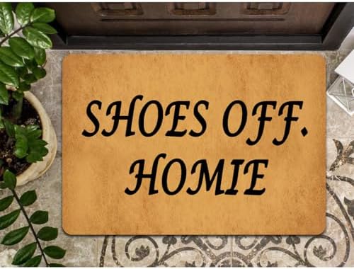 Funny Welcome Doormat Shoes Off Homie Doormats for Entrance Way Indoor Monogram Colorful Doormat Personalized Non Slip Rubber Mat for Front Door Kitchen Rugs and Mats 20x32 inch