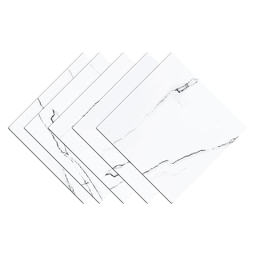 Wallercity Bathroom Marble White Peel and Stick Floor Tile Vinyl Flooring Tile for Kitchen 12''x12'' Non-Slip Shower Sheets Stick on Floor Tiles 5PCS Thick Waterproof Marble Tiles for Bedroom Corridor