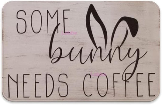 Easter Some Bunny Needs Coffee Door Mat Welcome Mats Non-Slip Dust Floor Rug for Kitchen Bedroom Bath Room Front Hall Lawn 20x32 inch