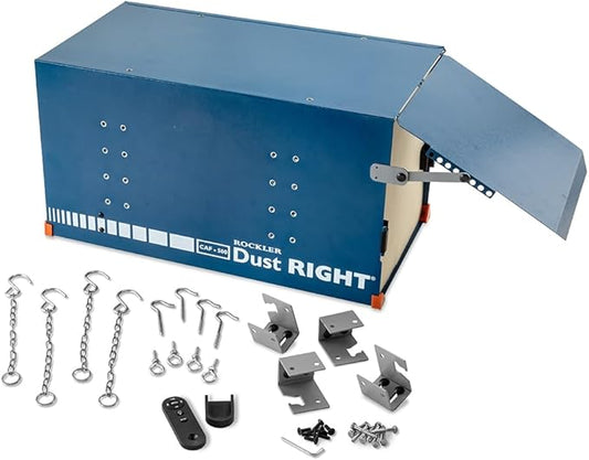 Rockler Dust Right Compact Ceiling Air Filtration Unit - Ceiling-Mounted Ambient Air Cleaner for Woodworking Shops - Low-Profile Filtration System with Triple Filters, & Wireless Remote Control