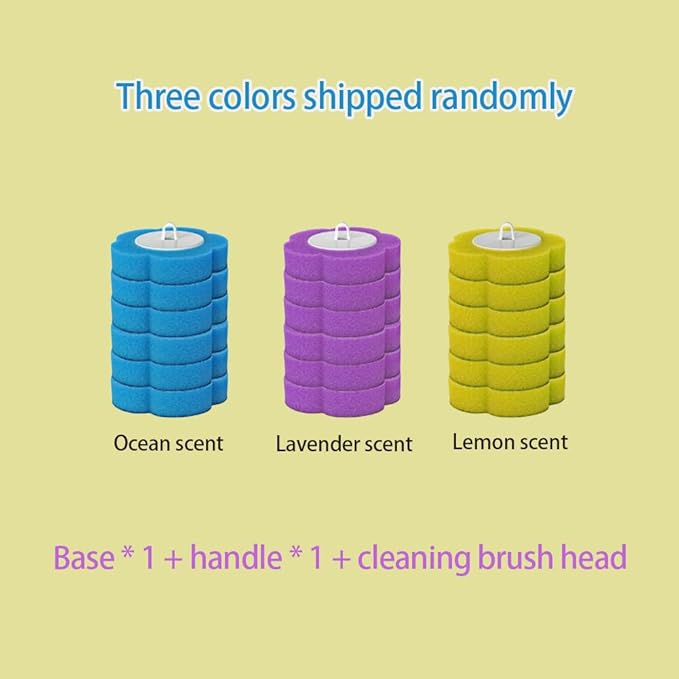 Toilet Bowl Scrubber Storage Caddy, Disposable Toilet Brush, Efficient Deep Scrubbing Cleaner Refill, Bathroom Cleaning System Cleaner Refill Pads for Sink Bathtub Wash Basin (Yellow)